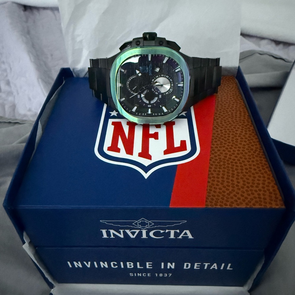 Invicta Limited Edition NFL Jason Taylor Black Stainless Steel Watch